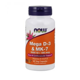 Vitamina D3 + K2 (MK7) 5000IU/180mcg, Mega, 60 Caps - Now