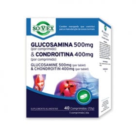 Glucosamina 500mg + Condroitina 400mg, 40 comp. - Sovex - Produto com consumo preferencial até 31/03/2025